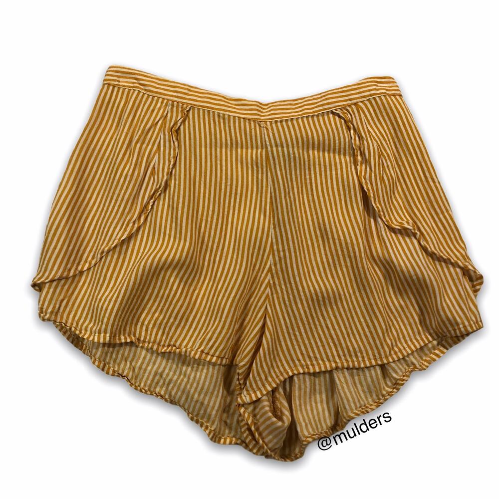 Nasty Gal White & Yellow Tulip Style Striped Sailor Boho Bohemian Shorts
